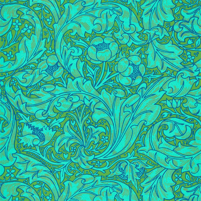 Morris & Co Bachelors Button Olive/Turquoise 216959 Wallpaper Sample DBPW216959