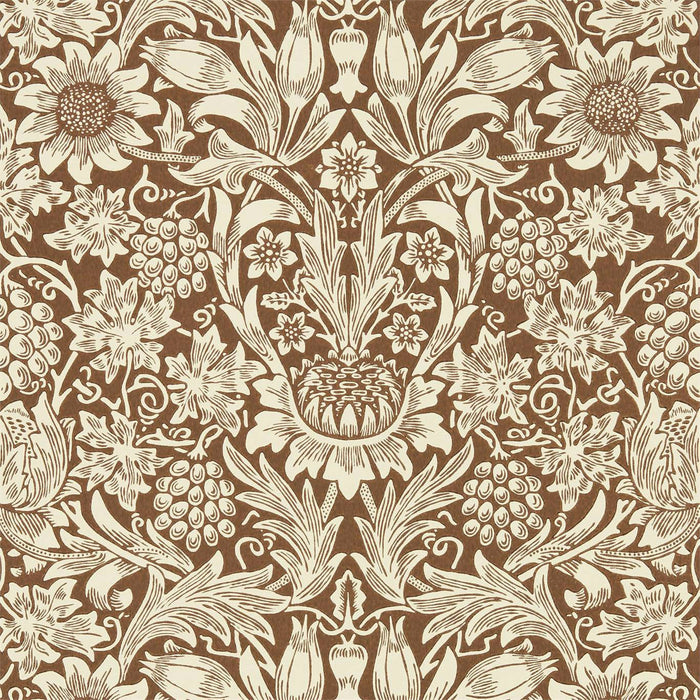 Morris & Co Sunflower Chocolate/Cream 216961 Wallpaper Sample DBPW216961