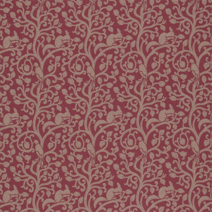 Sanderson Squirrel & Dove Wool Cherry 233267 Fabric Sample DBYR233267