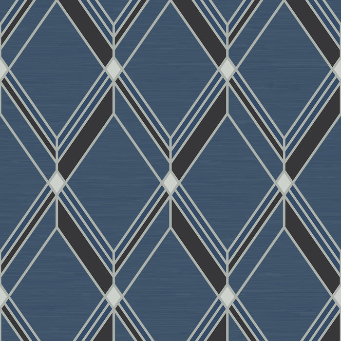 Seabrook Designs Brooklyn Diamond Blue Wallpaper Sample DC60512