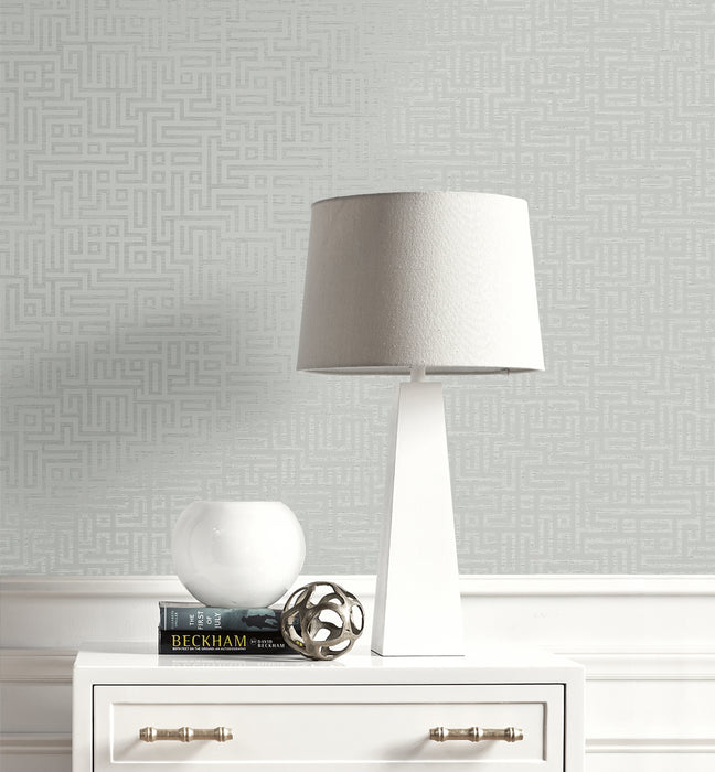 Seabrook Designs Rockefellar Maze Slate Grey Wallpaper Sample DC60906