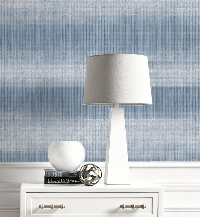 Seabrook Designs Queens Weave Steel Blue Wallpaper Sample DC61002