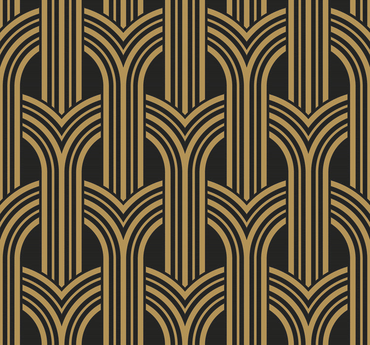 Seabrook Designs Broadway Arches Antique Gold Wallpaper DC61310