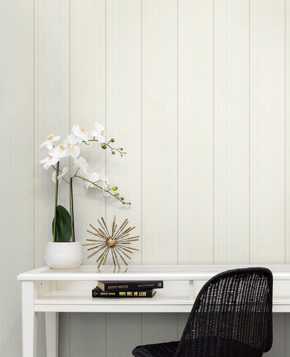 Seabrook Designs Rockefeller Stripe Honey Stick Wallpaper Sample DC61403