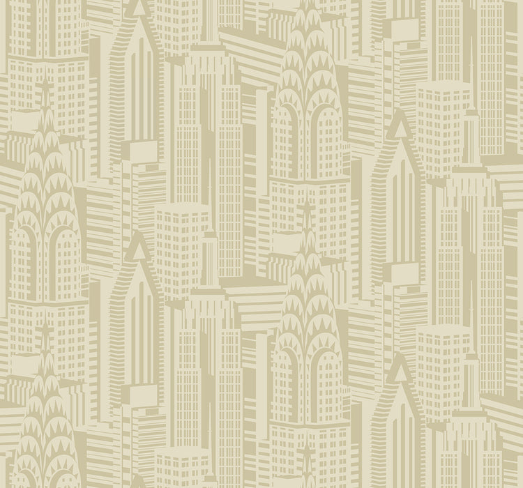 Seabrook Designs Manhattan Skyline Aurum Wallpaper Sample DC61503