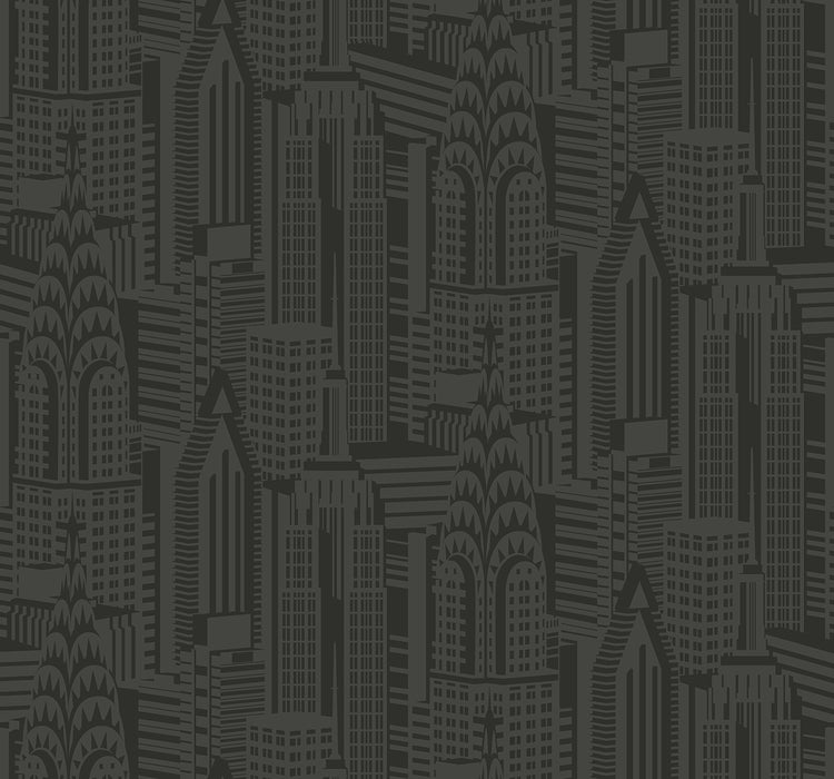 Seabrook Designs Manhattan Skyline Midnight Wallpaper Sample DC61510