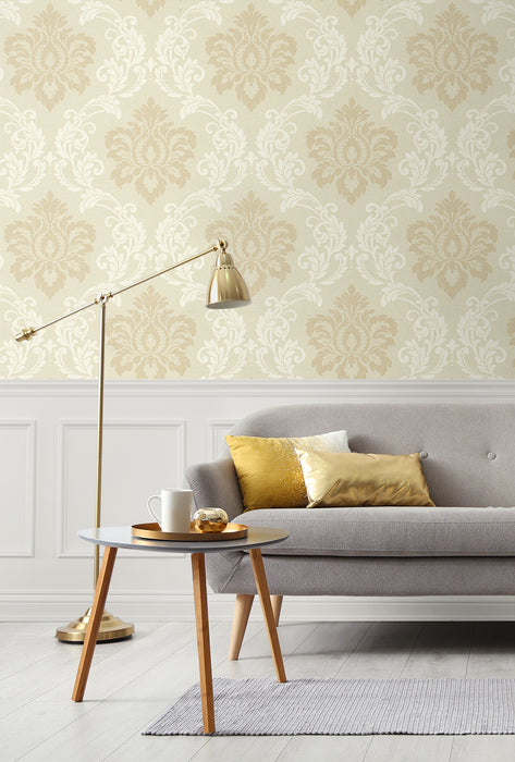 Seabrook Designs Deco Damask Linen Wallpaper Sample DC61605