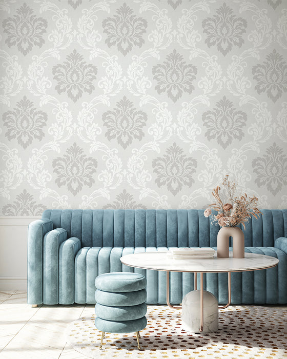 Seabrook Designs Deco Damask Cool Mist Wallpaper DC61608