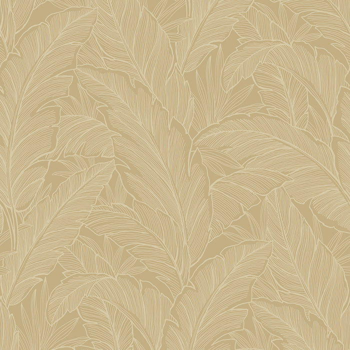 Seabrook Designs Deco Banana Leaf Old Gold Wallpaper DC61705