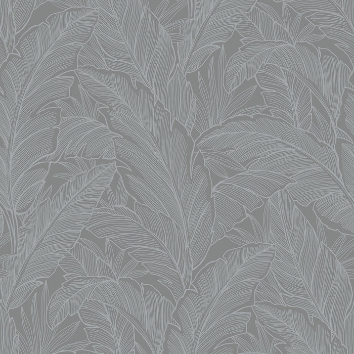 Seabrook Designs Deco Banana Leaf Slate Wallpaper DC61708