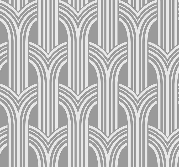 Seabrook Designs Deco Arches Metallic Silver Wallpaper Sample DC61910