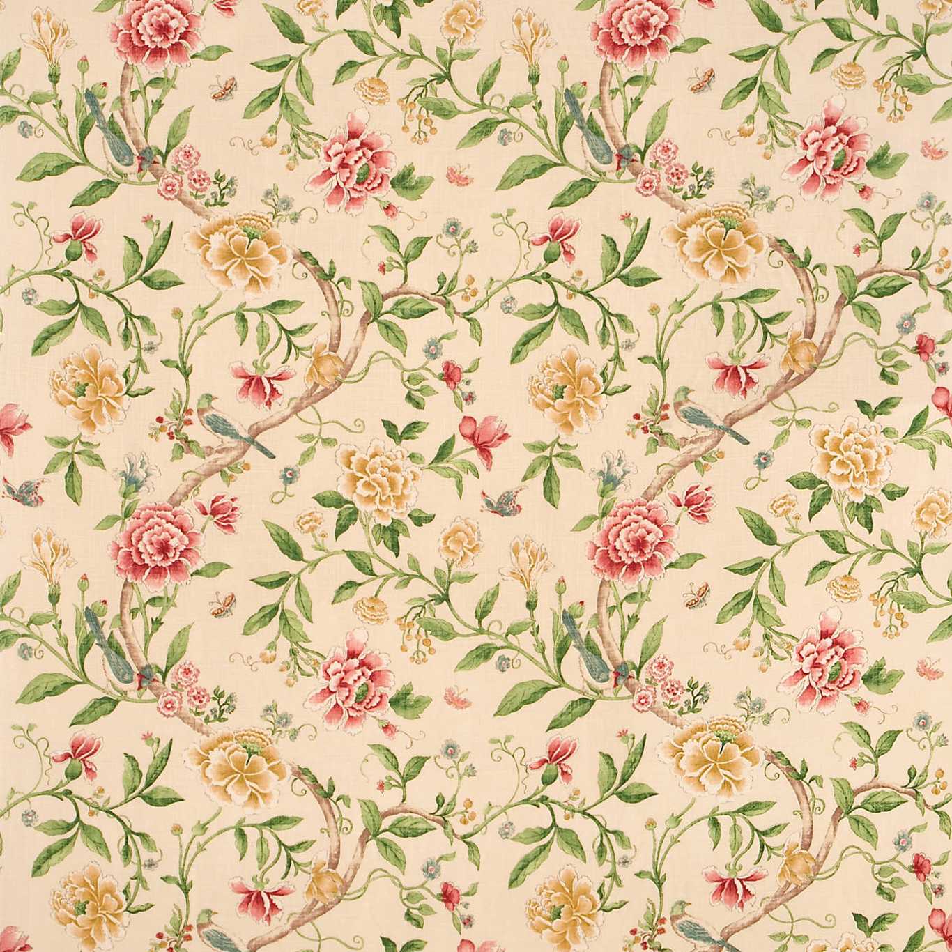 Sanderson Porcelain Garden Red/ Beige PO204 Fabric Sample DCAVPO204