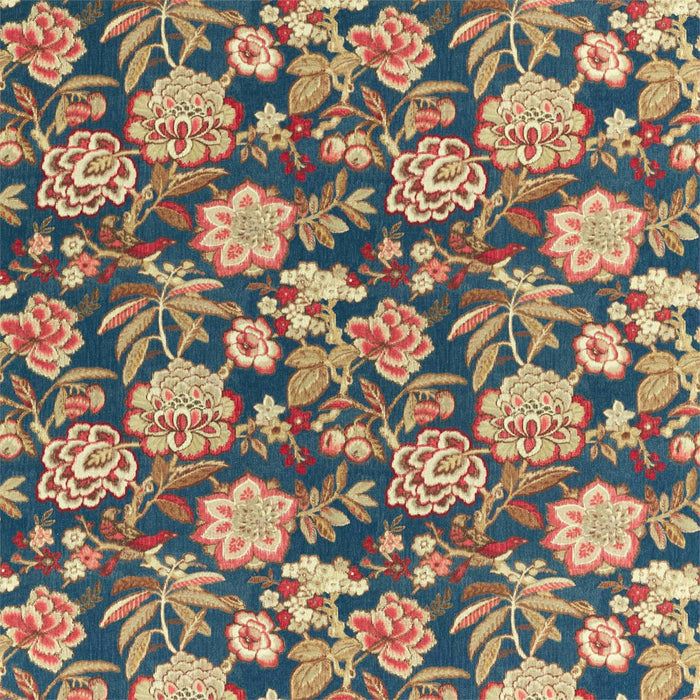 Sanderson Indra Flower Indigo/Cherry 226639 Fabric Sample DCEF226639