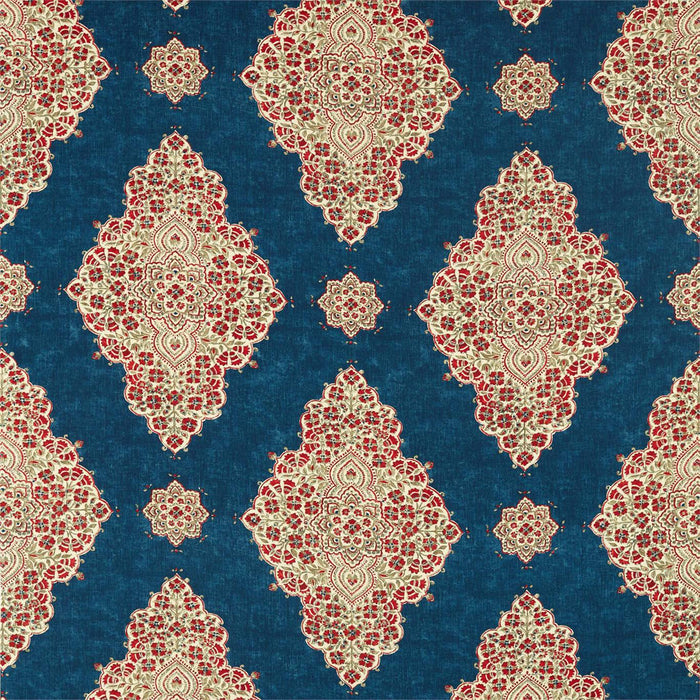 Sanderson Siam Diamond Cobalt/Flame 226652 Fabric Sample DCEF226652