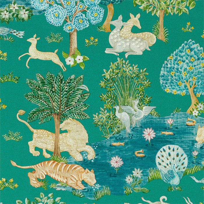 Sanderson Pamir Garden Teal/Peacock 216765 Wallpaper Sample DCPW216765