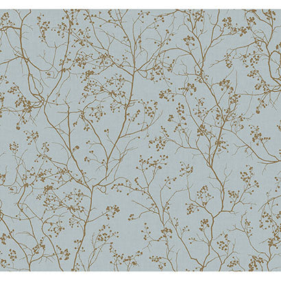 York Luminous Branches Blue & Gold Wallpaper DD3813