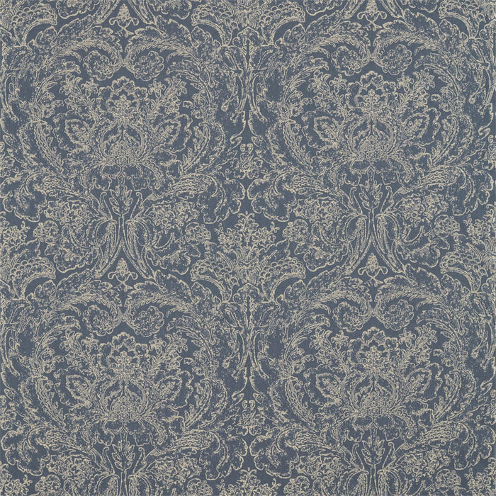 Sanderson Courtney Damask Indigo 236483 Fabric Sample DDAM236483