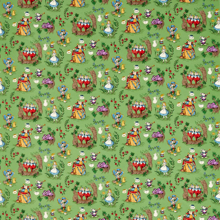 Sanderson Alice in Wonderland Gumball Green Fabric DDIF227165