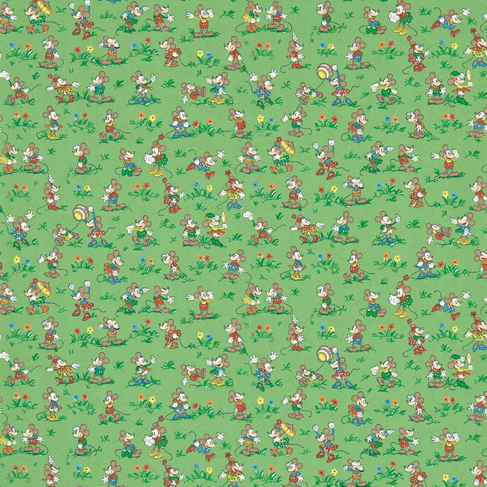 Sanderson Mickey & Minnie Gumball Green Wallpaper Sample DDIW217265