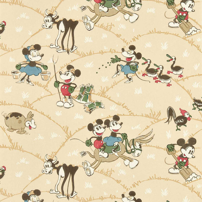 Sanderson Mickey At the Farm Butterscotch Wallpaper DDIW217267