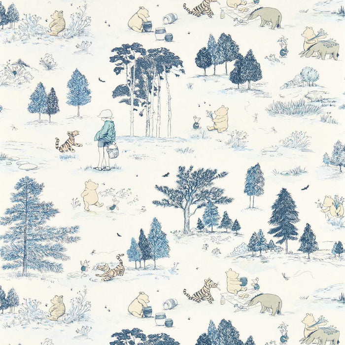 Sanderson Winnie the Pooh Bonbon Blue Wallpaper DDIW217281