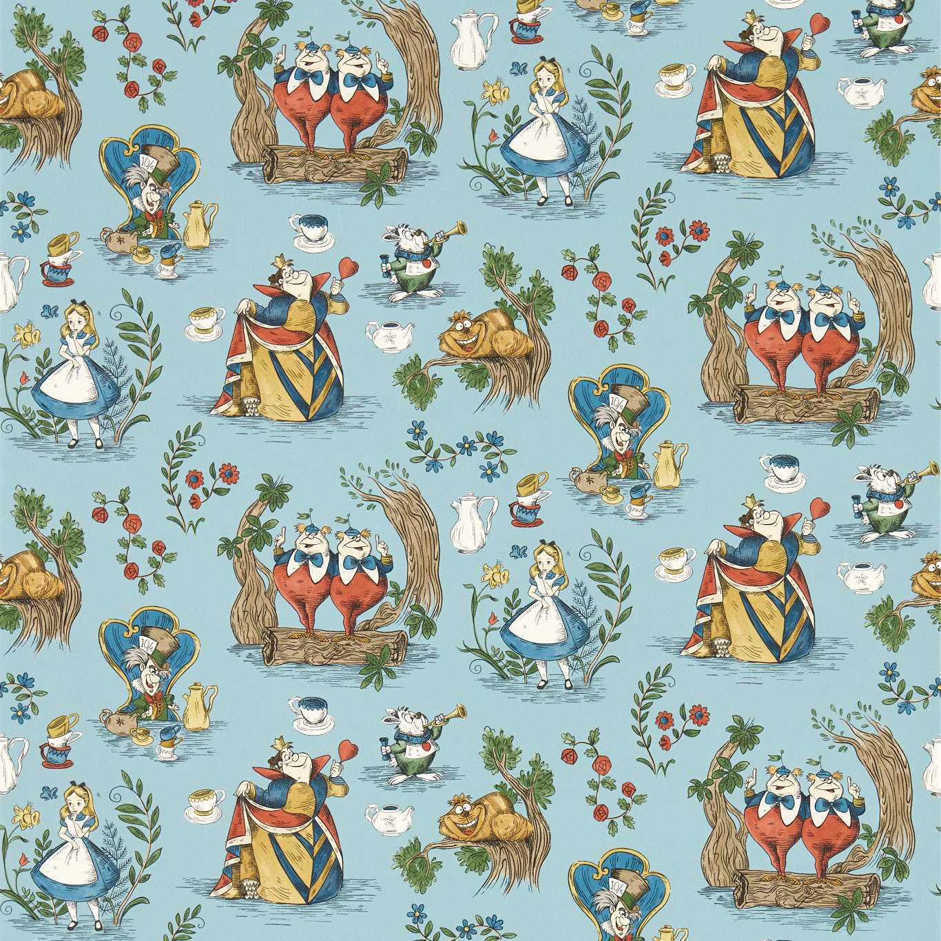 Sanderson Alice in Wonderland Puddle blue Wallpaper Sample DDIW217286