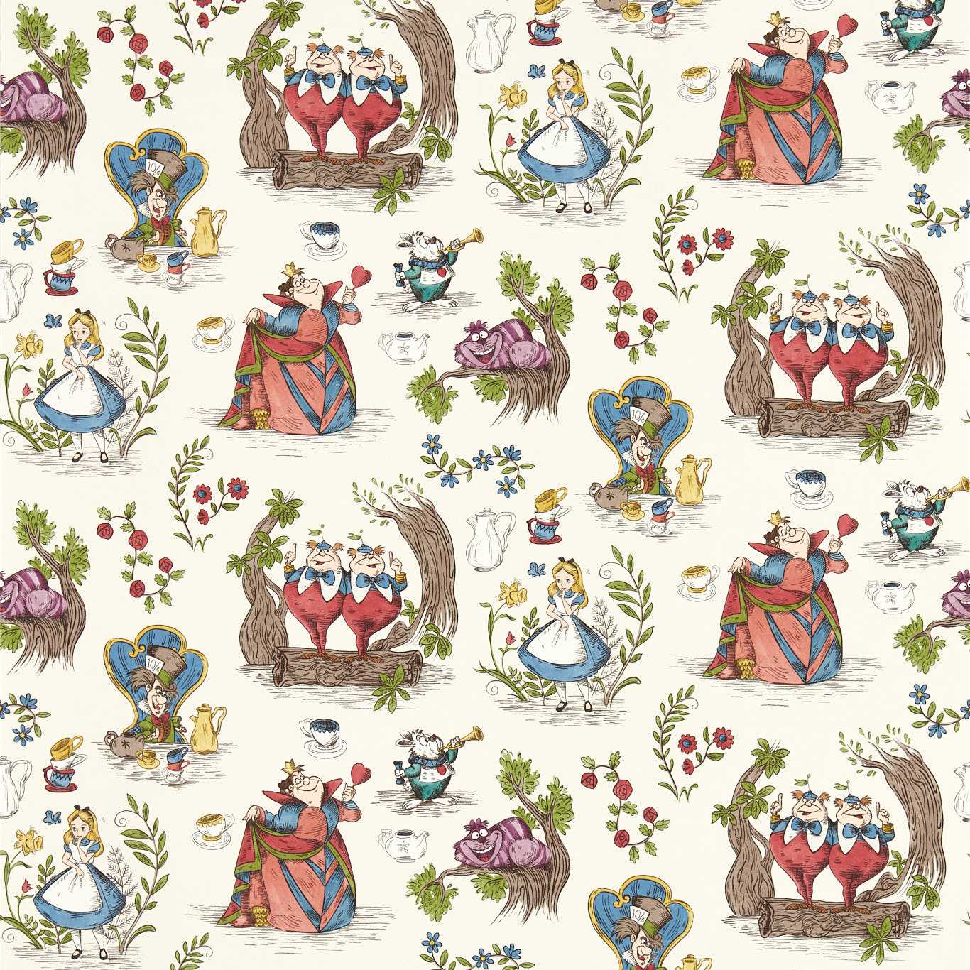 Sanderson Alice in Wonderland Hundreds & Thousands Wallpaper Sample DDIW217287