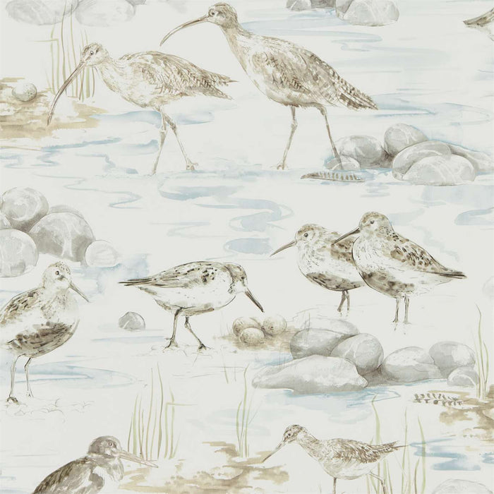 Sanderson Estuary Birds Blue/Grey 216492 Wallpaper Sample DEBB216492