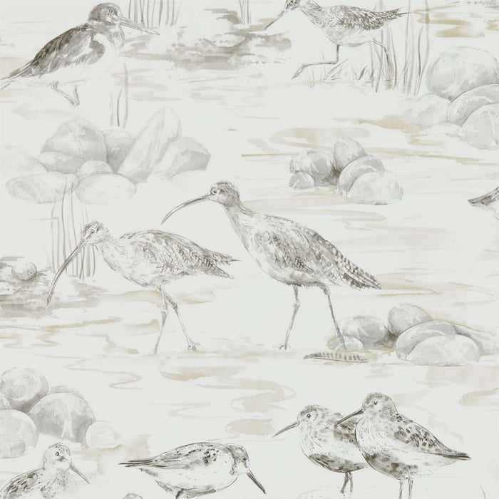 Sanderson Estuary Birds Chalk/Sepia 216493 Wallpaper Sample DEBB216493