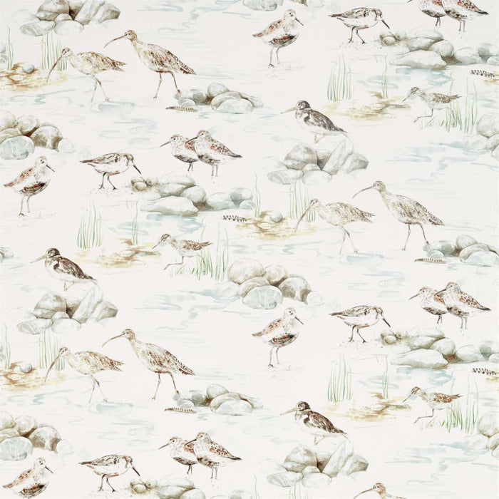 Sanderson Estuary Birds Mist/Ivory 226426 Fabric Sample DEBB226426