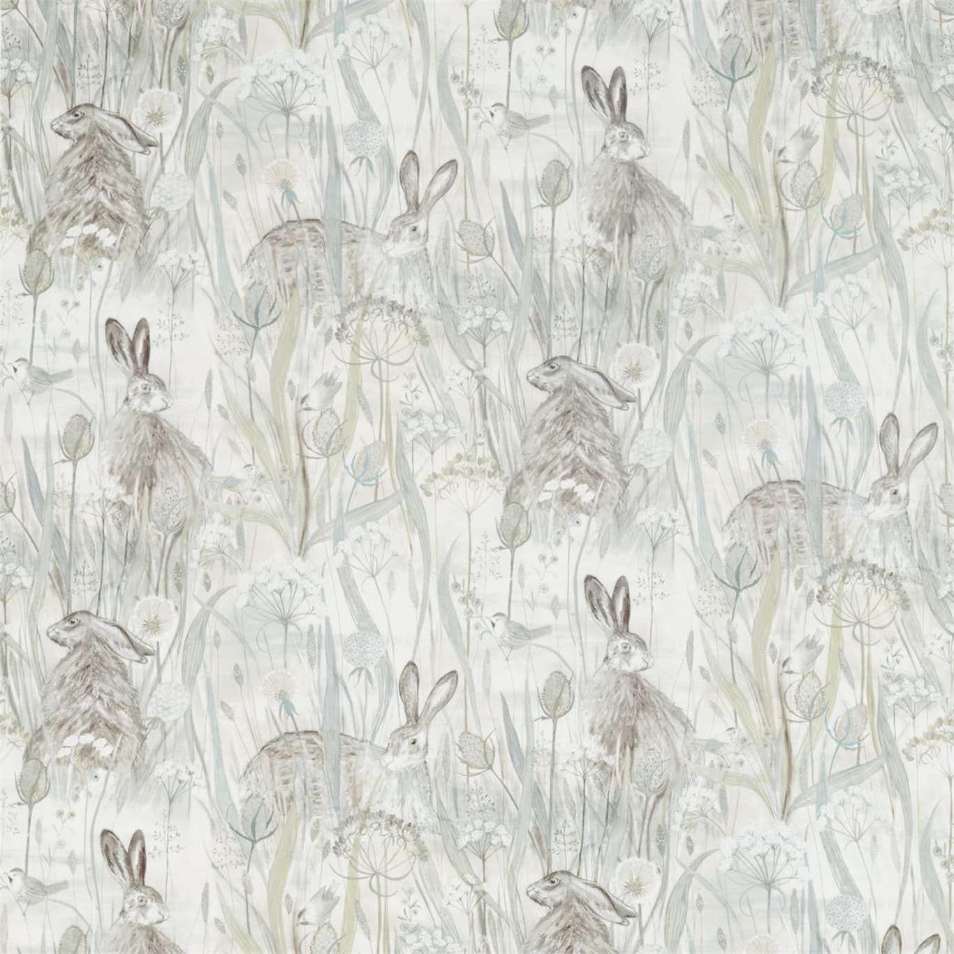 Sanderson Dune Hares Mist/Pebble 226436 Fabric Sample DEBB226436