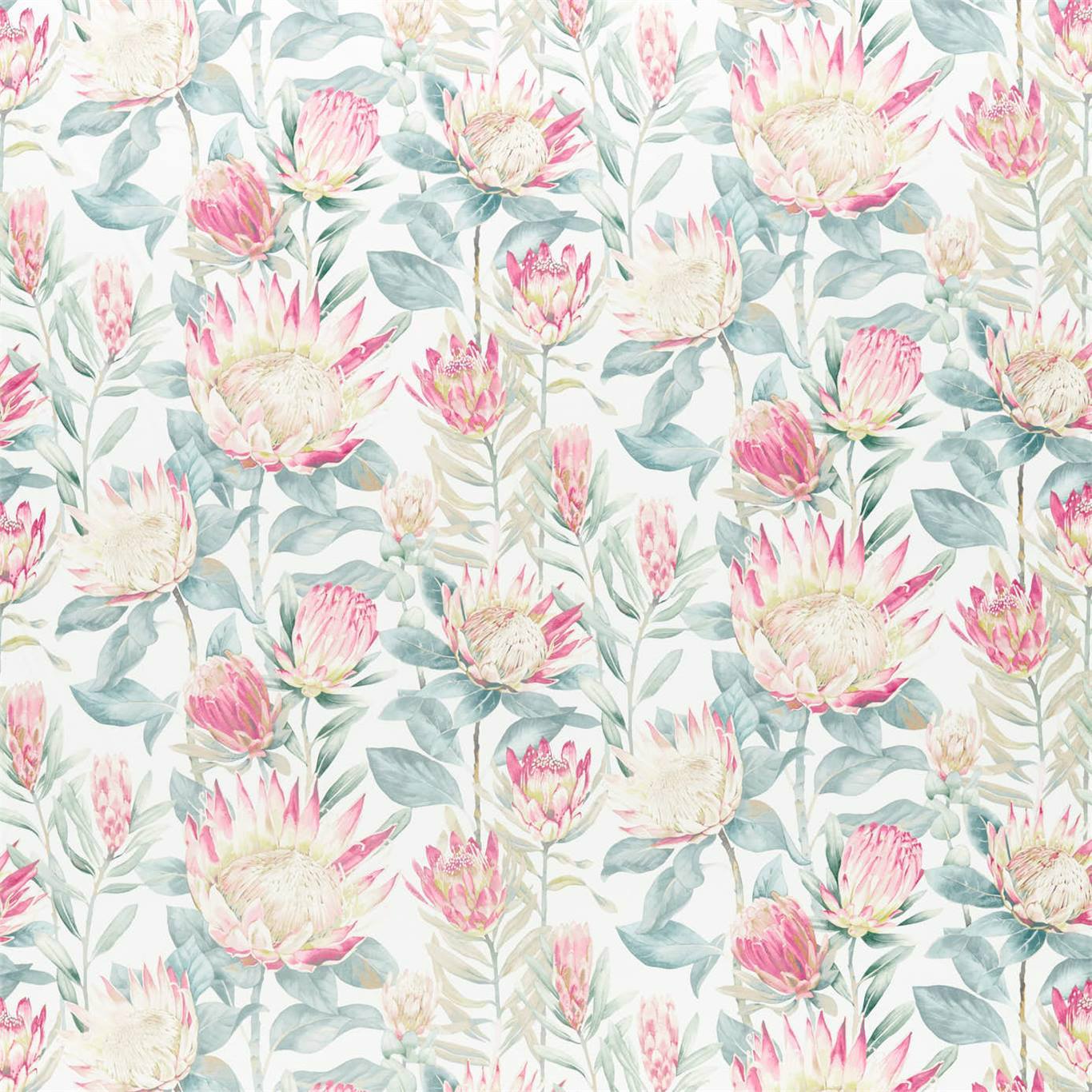 Sanderson King Protea Orchid/Grey 226574 Fabric Sample DGLA226574