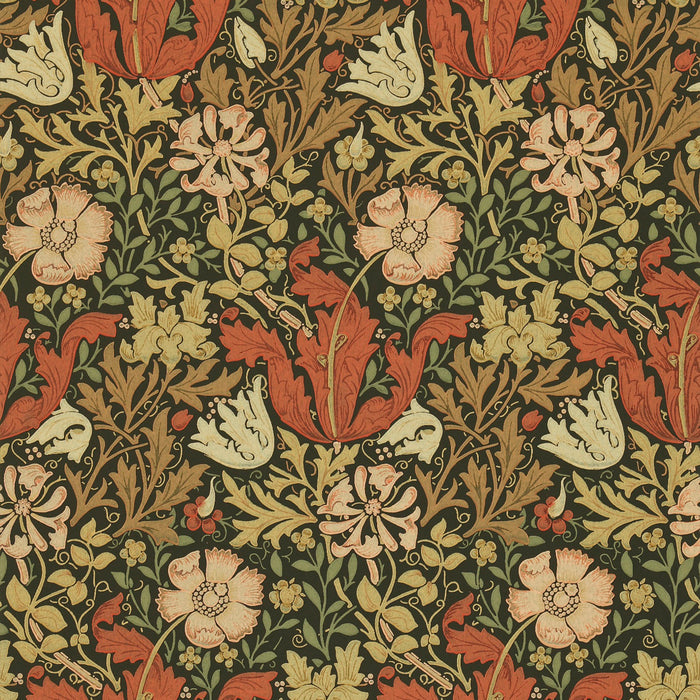 Morris & Co Compton Bullrush/Black 96101 Wallpaper Sample DGW196101