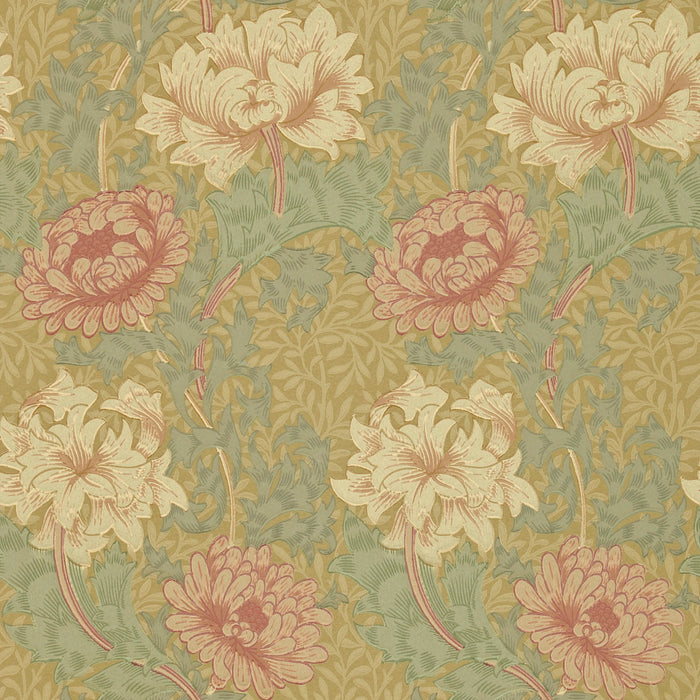 Morris & Co Chrysanthemum Bayleaf/Clay CY101 Wallpaper Sample DGW1CY101