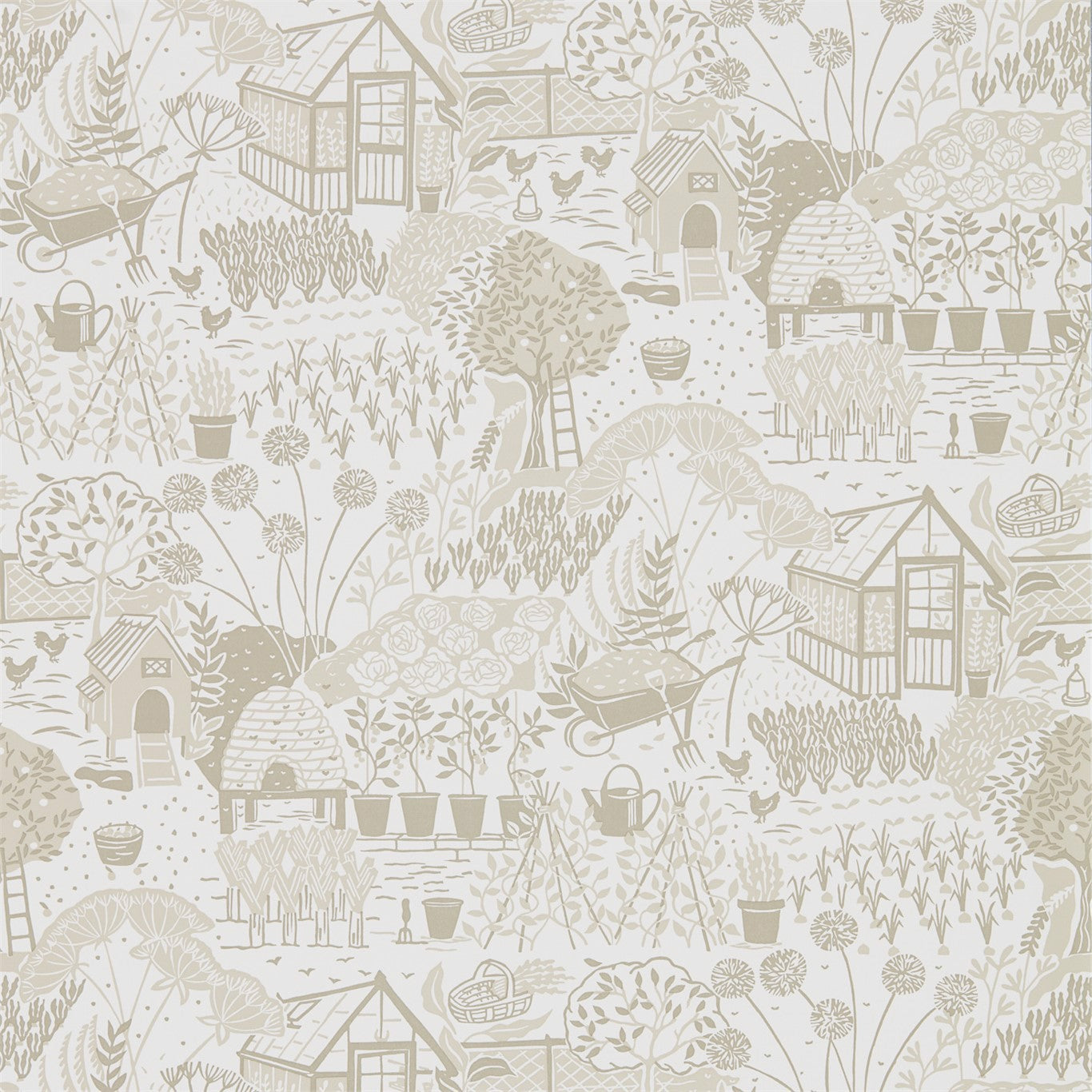 Sanderson The Allotment Linen 216353 Wallpaper Sample DHPO216353