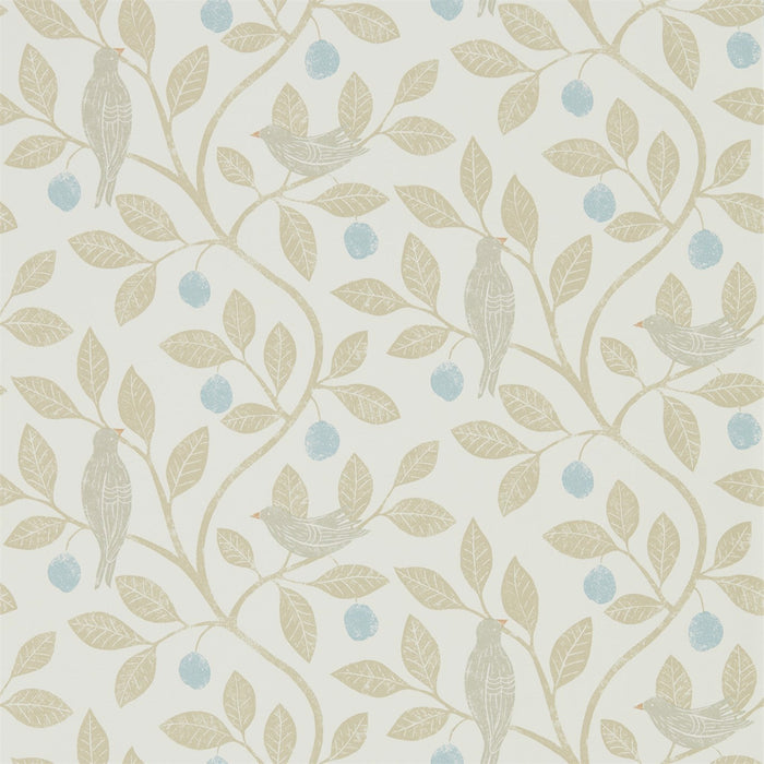 Sanderson Damson Tree Denim/Barley 216364 Wallpaper Sample DHPO216364