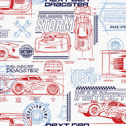 York Disney & Pixar Cars Schematic Red Wallpaper DI0915