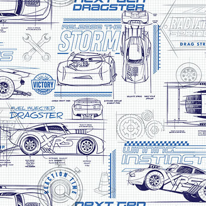 York Disney & Pixar Cars Schematic Blue Sample DI0916