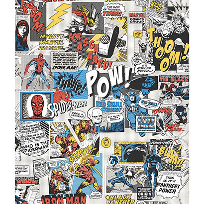 York Marvel Comics Pow! Black & Blue Wallpaper DI0944