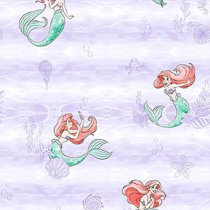 York Disney the Little Mermaid Swim Purple Wallpaper DI0955