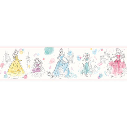 York Disney Princess Pretty Elegant Blue & Green Wallpaper DI1021BD