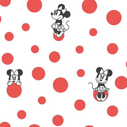 York Disney Minnie Mouse Dots Red Wallpaper DI1029