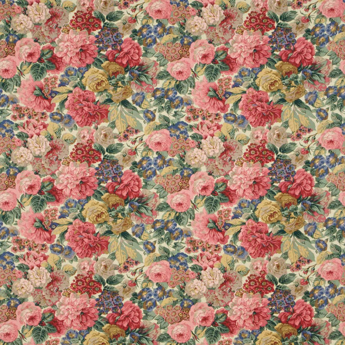 Sanderson Rose & Peony Red/Green/Gold 1R203 Fabric Sample DKH11R203