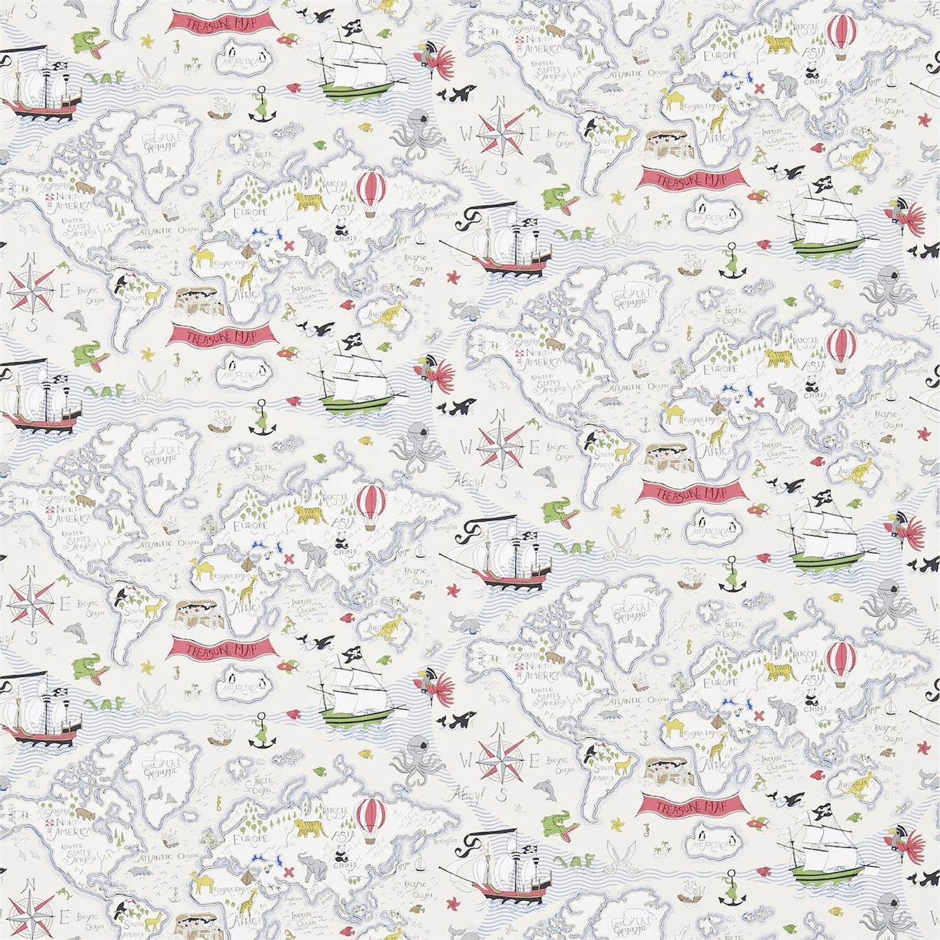 Sanderson Treasure Map Vanilla/Multi 214040 Wallpaper Sample DLIT214040