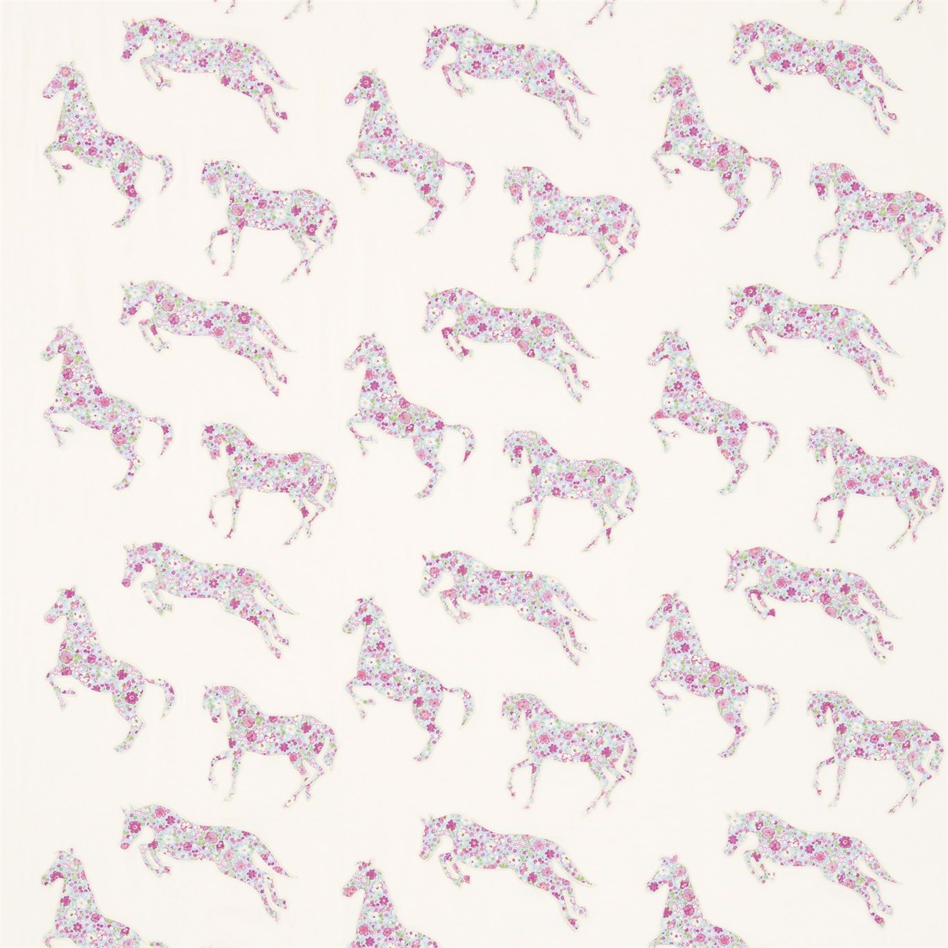 Sanderson Pretty Ponies Pink/Sky 233926 Fabric Sample DLIT233926