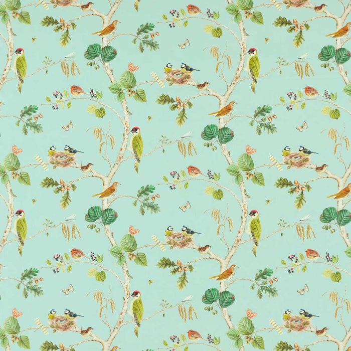 Sanderson Woodland Chorus Sky Blue/Multi 226937 Fabric Sample DLUM226937