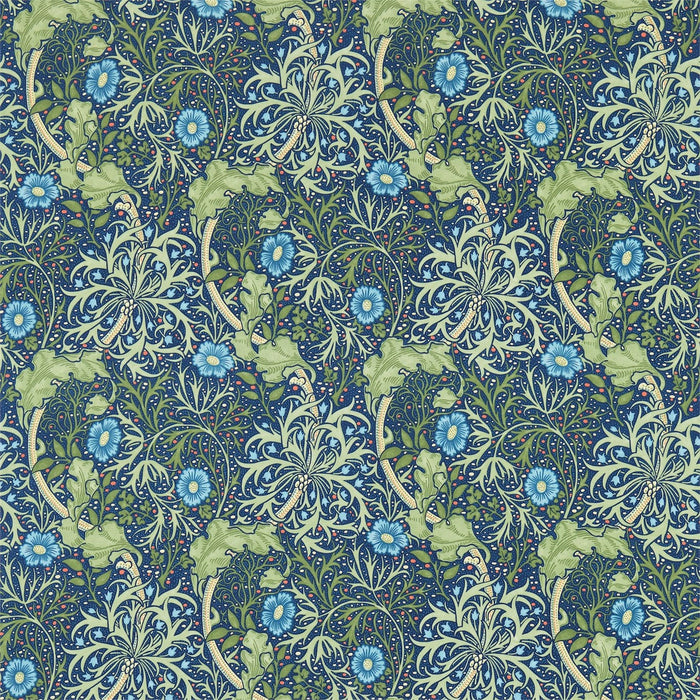 Morris & Co Morris Seaweed Cobalt/Thyme 224472 Fabric Sample DM3P224472