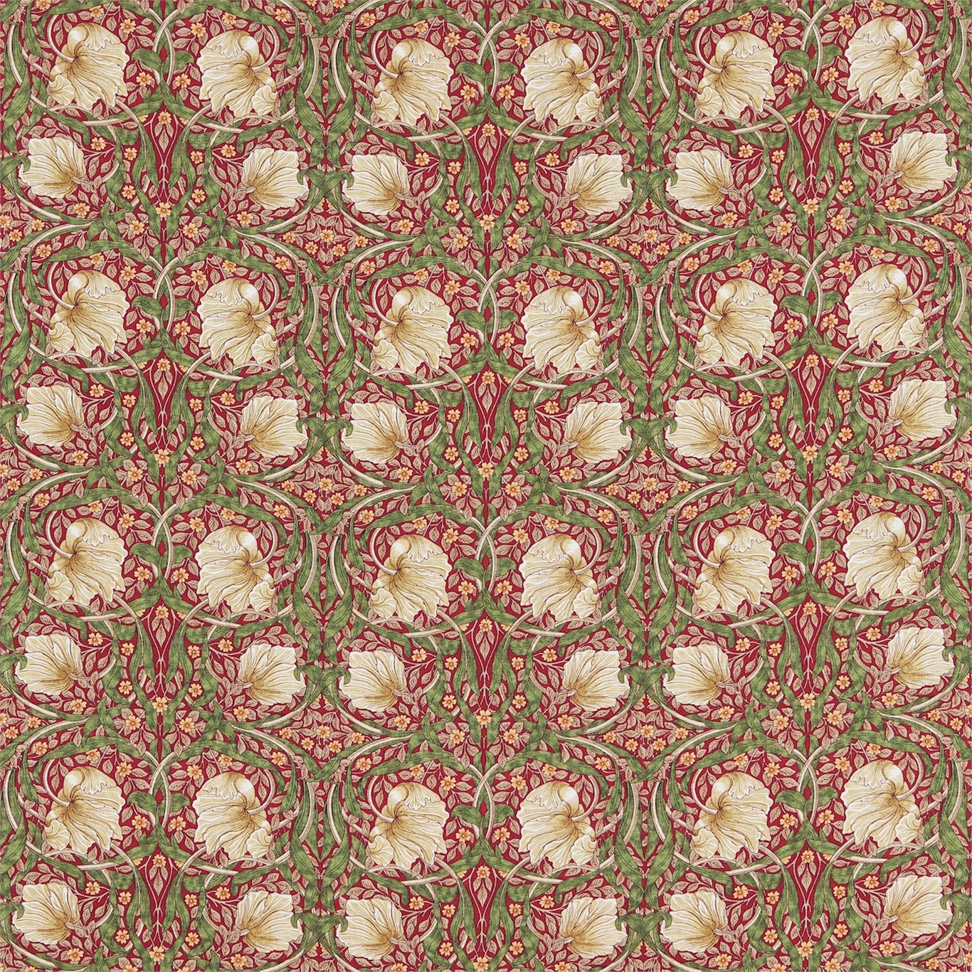 Morris & Co Pimpernel Red/Thyme 224493 Fabric Sample DM3P224493