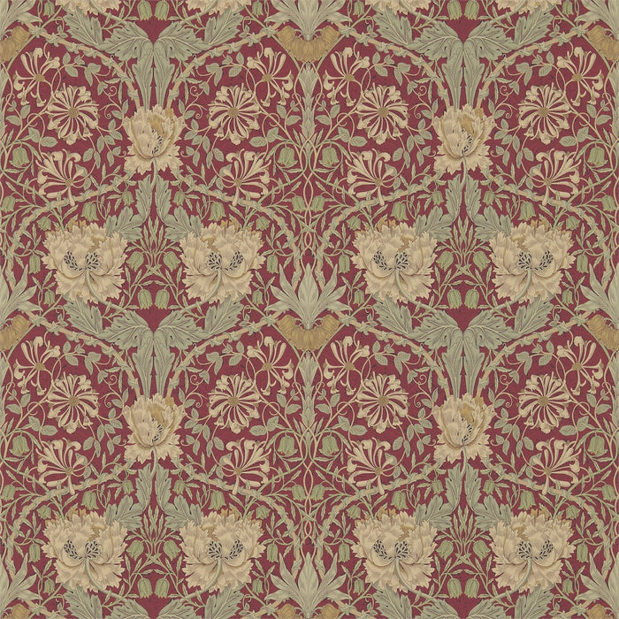 Morris & Co Honeysuckle & Tulip Red/Gold 214700 Wallpaper Sample DM3W214700