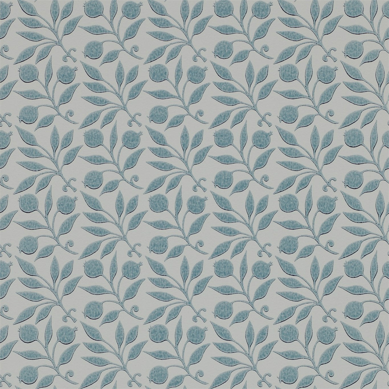 Morris & Co Rosehip Mineral Blue 214710 Wallpaper Sample DM3W214710